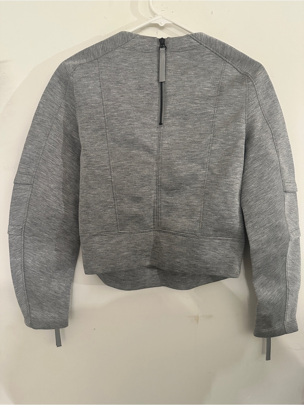 Helmut Lang Light Gray Neoprene like Sponge Fleece Zip-Cuff Crewneck Sweatshirt - Picture 3 of 16
